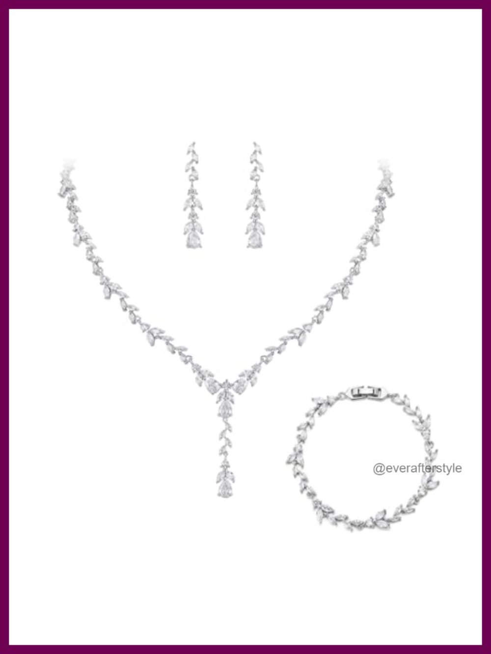 Cubic Zirconia Bridal Jewelry Set Marquise Leaf Wedding Necklace